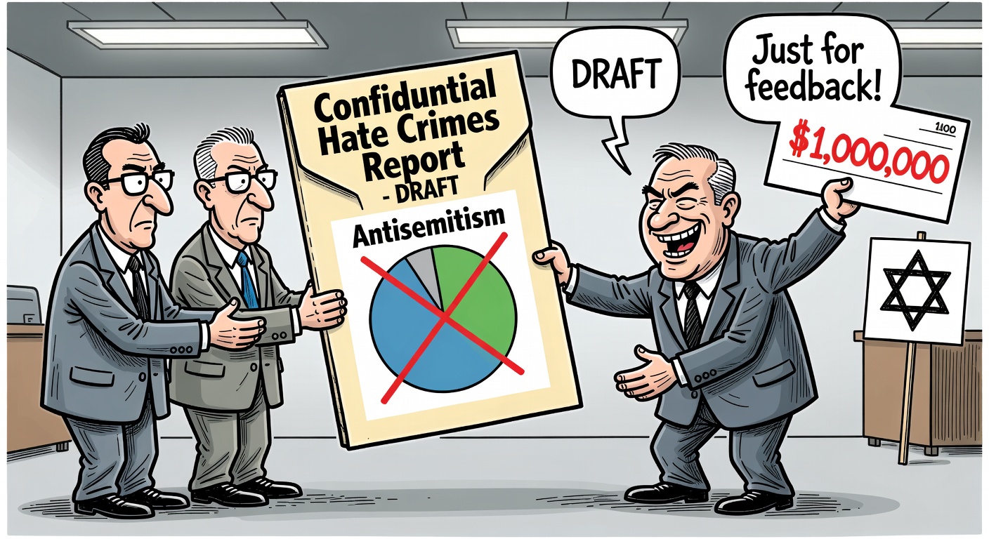 Statistics Canada bureaucrats hand a confidential hate crimes report to Heritage Minister Marc Miller in exchange for $72,000, with the antisemitism section diminished