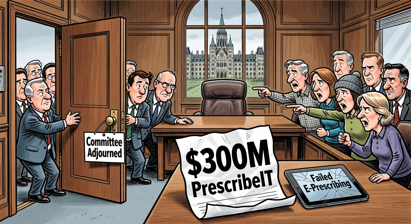 Liberal MPs close a committee door while taxpayers hold a $300M PrescribeIT receipt